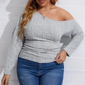 NEW Shein Asymmetrical Neck Drop Shoulder Tee Size 1X